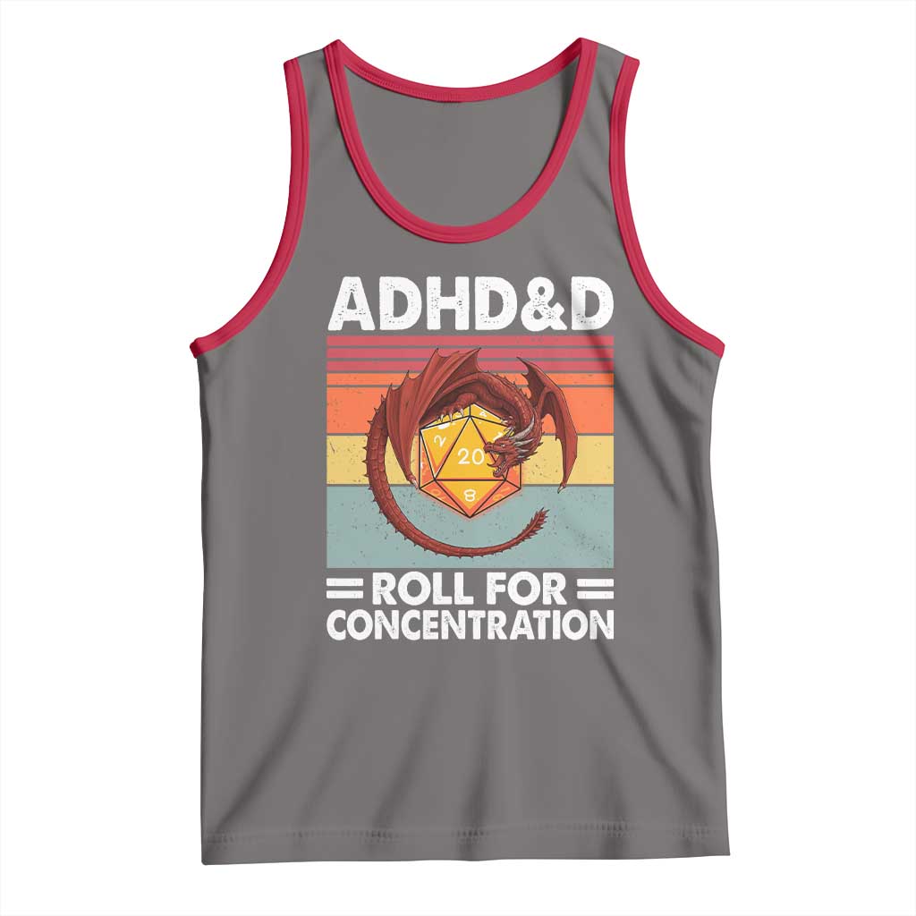 ADHD&D Roll For Concentration Tank Top Funny RPG Gamer D20 Tabletop Dice TS11 Deep Heather Red Print Your Wear