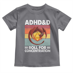 ADHD&D Roll For Concentration Toddler T Shirt Funny RPG Gamer D20 Tabletop Dice TS11 Charcoal Print Your Wear