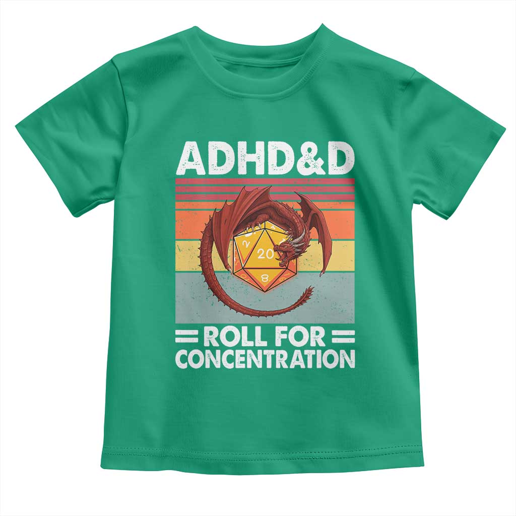 ADHD&D Roll For Concentration Toddler T Shirt Funny RPG Gamer D20 Tabletop Dice TS11 Irish Green Print Your Wear