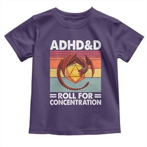 ADHD&D Roll For Concentration Toddler T Shirt Funny RPG Gamer D20 Tabletop Dice TS11 Purple Print Your Wear
