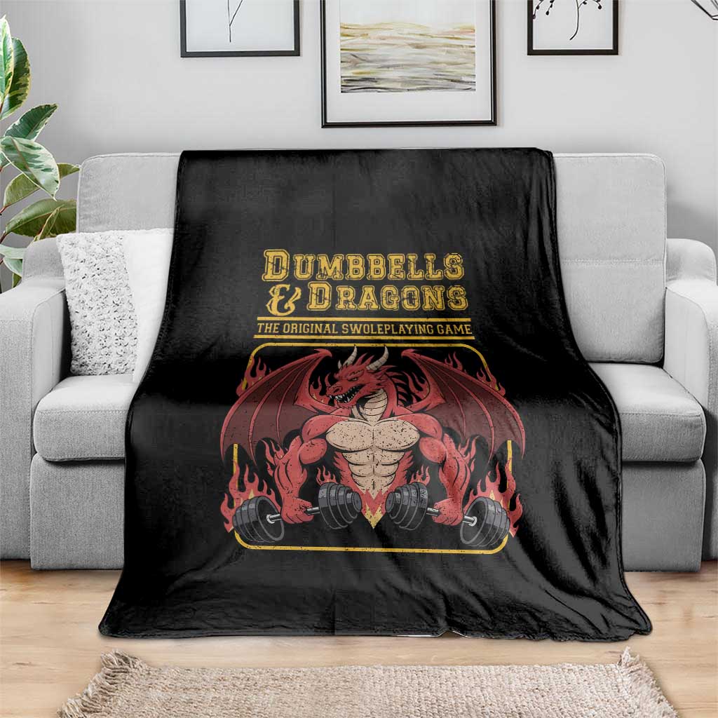 Funny RPG Workout Gym Nerd Throw Blanket Dumbbells And Dragons The Original Swoleplaying Game TS11 Print Your Wear
