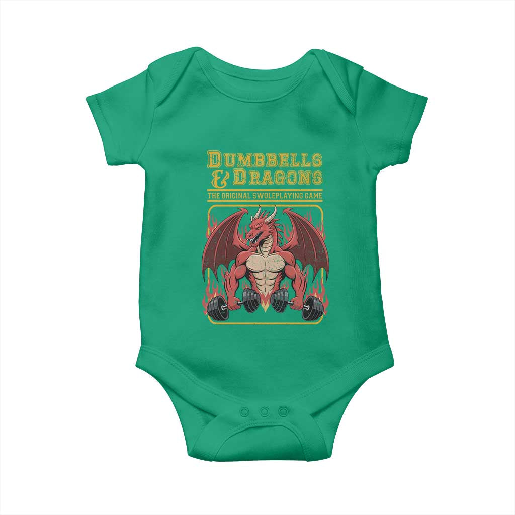 Funny RPG Workout Gym Nerd Baby Onesie Dumbbells And Dragons The Original Swoleplaying Game TS11 Irish Green Print Your Wear