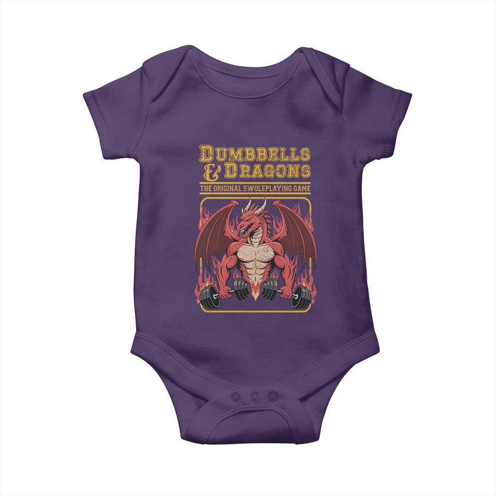 Funny RPG Workout Gym Nerd Baby Onesie Dumbbells And Dragons The Original Swoleplaying Game TS11 Purple Print Your Wear