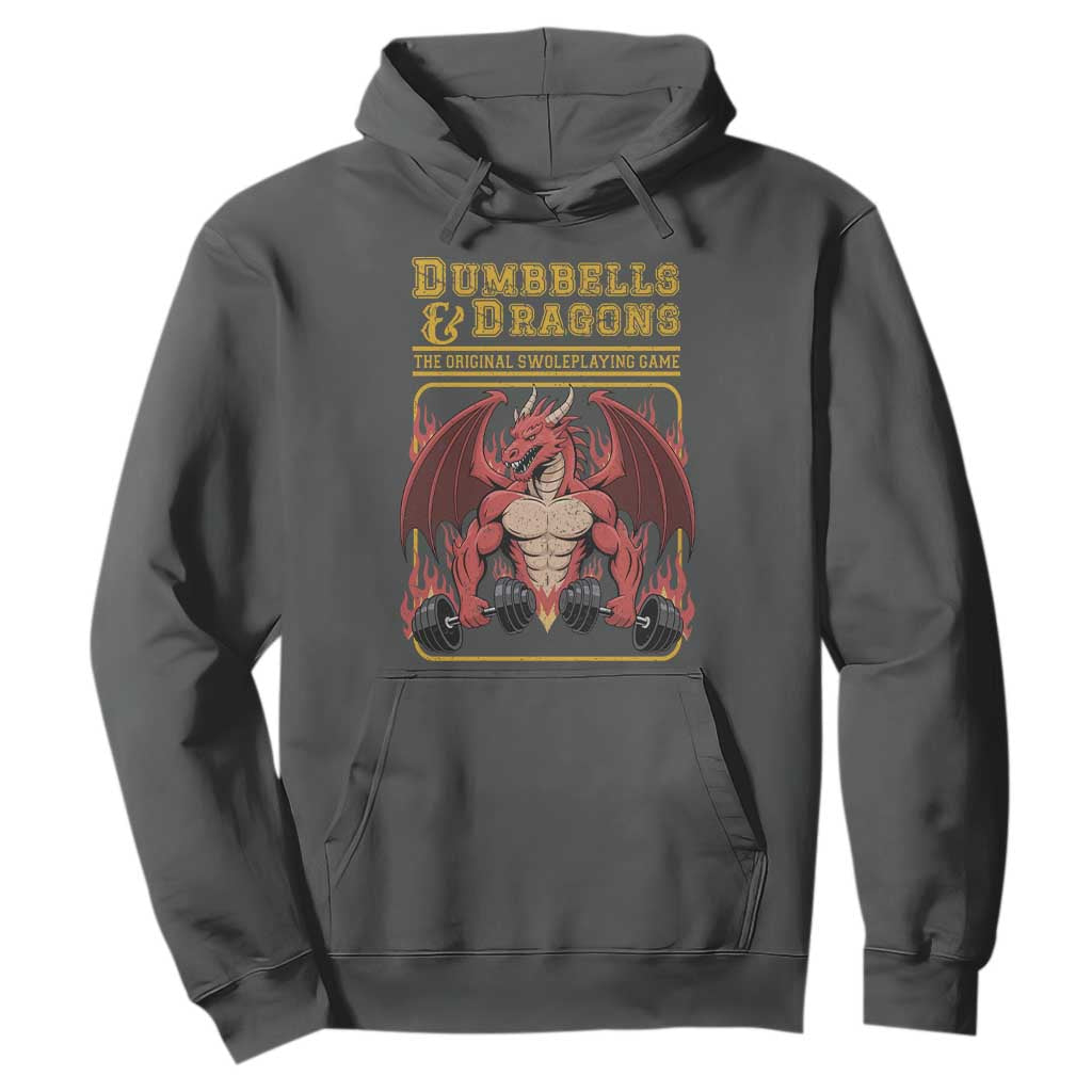 Funny RPG Workout Gym Nerd Hoodie Dumbbells And Dragons The Original Swoleplaying Game TS11 Dark Heather Print Your Wear