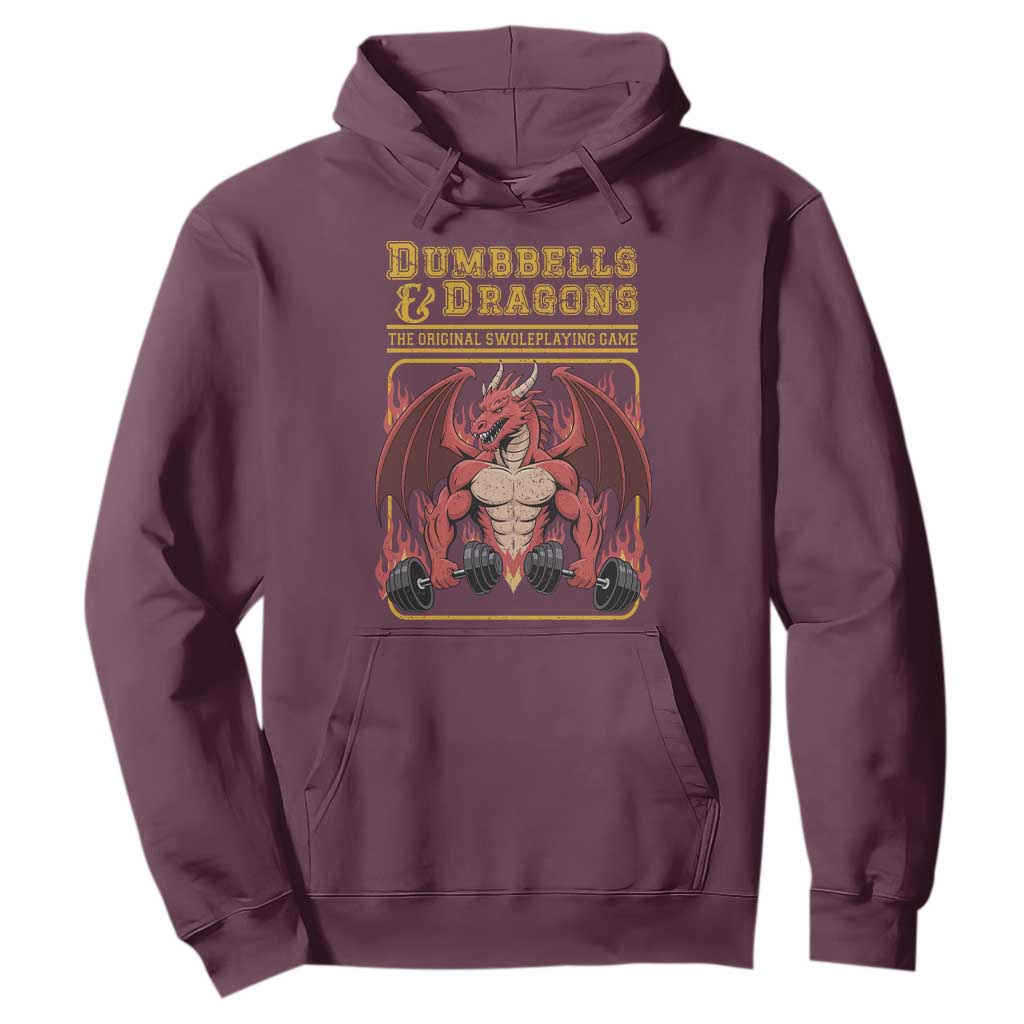 Funny RPG Workout Gym Nerd Hoodie Dumbbells And Dragons The Original Swoleplaying Game TS11 Maroon Print Your Wear