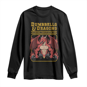 Funny RPG Workout Gym Nerd Long Sleeve Shirt Dumbbells And Dragons The Original Swoleplaying Game TS11 Black Print Your Wear