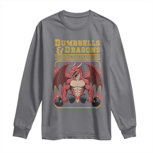 Funny RPG Workout Gym Nerd Long Sleeve Shirt Dumbbells And Dragons The Original Swoleplaying Game TS11 Charcoal Print Your Wear