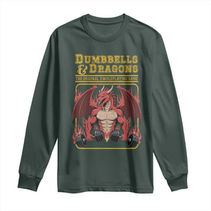 Funny RPG Workout Gym Nerd Long Sleeve Shirt Dumbbells And Dragons The Original Swoleplaying Game TS11 Dark Forest Green Print Your Wear