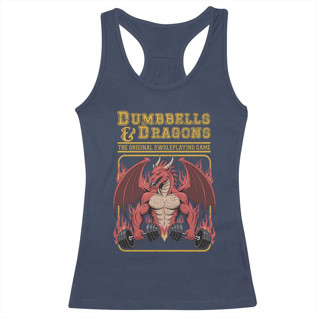 Funny RPG Workout Gym Nerd Racerback Tank Top Dumbbells And Dragons The Original Swoleplaying Game TS11 Navy Print Your Wear
