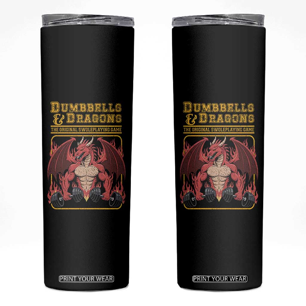 Funny RPG Workout Gym Nerd Skinny Tumbler Dumbbells And Dragons The Original Swoleplaying Game TS11 Black Print Your Wear