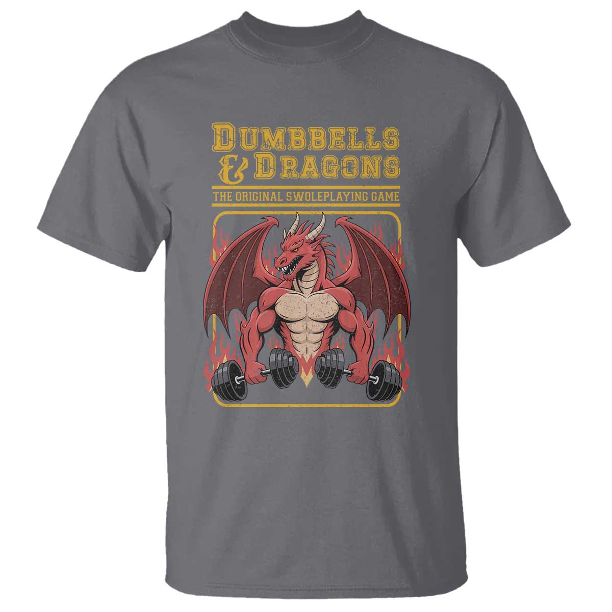 Funny RPG Workout Gym Nerd T Shirt Dumbbells And Dragons The Original Swoleplaying Game TS11 Charcoal Print Your Wear