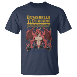 Funny RPG Workout Gym Nerd T Shirt Dumbbells And Dragons The Original Swoleplaying Game TS11 Navy Print Your Wear