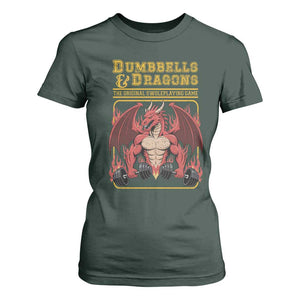Funny RPG Workout Gym Nerd T Shirt For Women Dumbbells And Dragons The Original Swoleplaying Game TS11 Dark Forest Green Print Your Wear