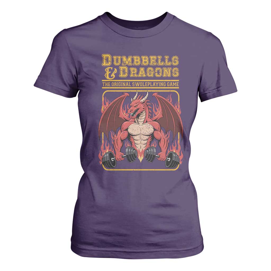 Funny RPG Workout Gym Nerd T Shirt For Women Dumbbells And Dragons The Original Swoleplaying Game TS11 Purple Print Your Wear