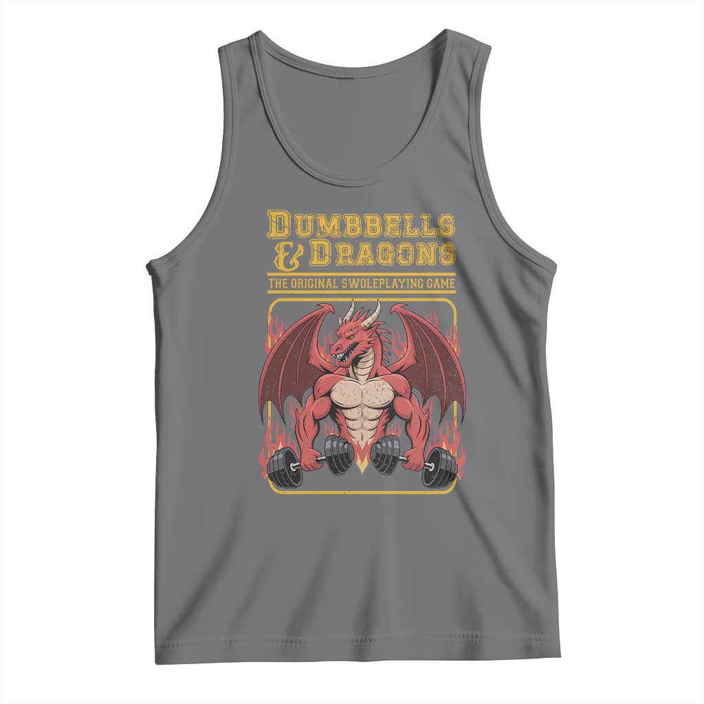 Funny RPG Workout Gym Nerd Tank Top Dumbbells And Dragons The Original Swoleplaying Game TS11 Black Heather Print Your Wear