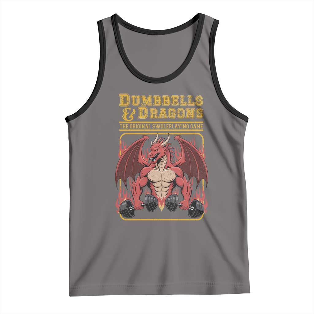 Funny RPG Workout Gym Nerd Tank Top Dumbbells And Dragons The Original Swoleplaying Game TS11 Deep Heather Black Print Your Wear