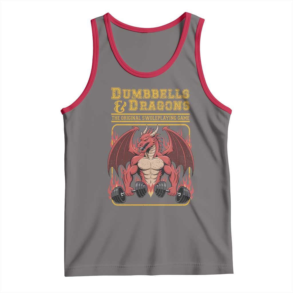 Funny RPG Workout Gym Nerd Tank Top Dumbbells And Dragons The Original Swoleplaying Game TS11 Deep Heather Red Print Your Wear