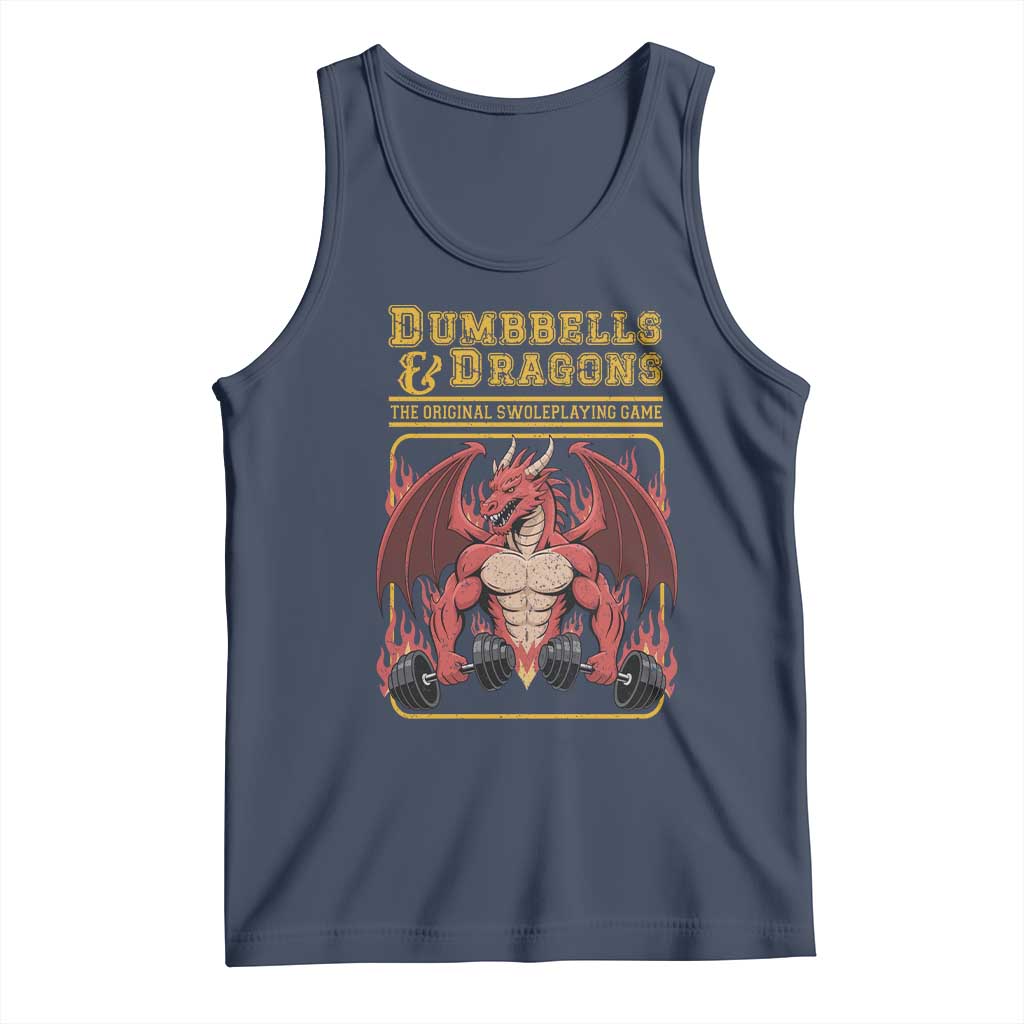 Funny RPG Workout Gym Nerd Tank Top Dumbbells And Dragons The Original Swoleplaying Game TS11 Navy Print Your Wear