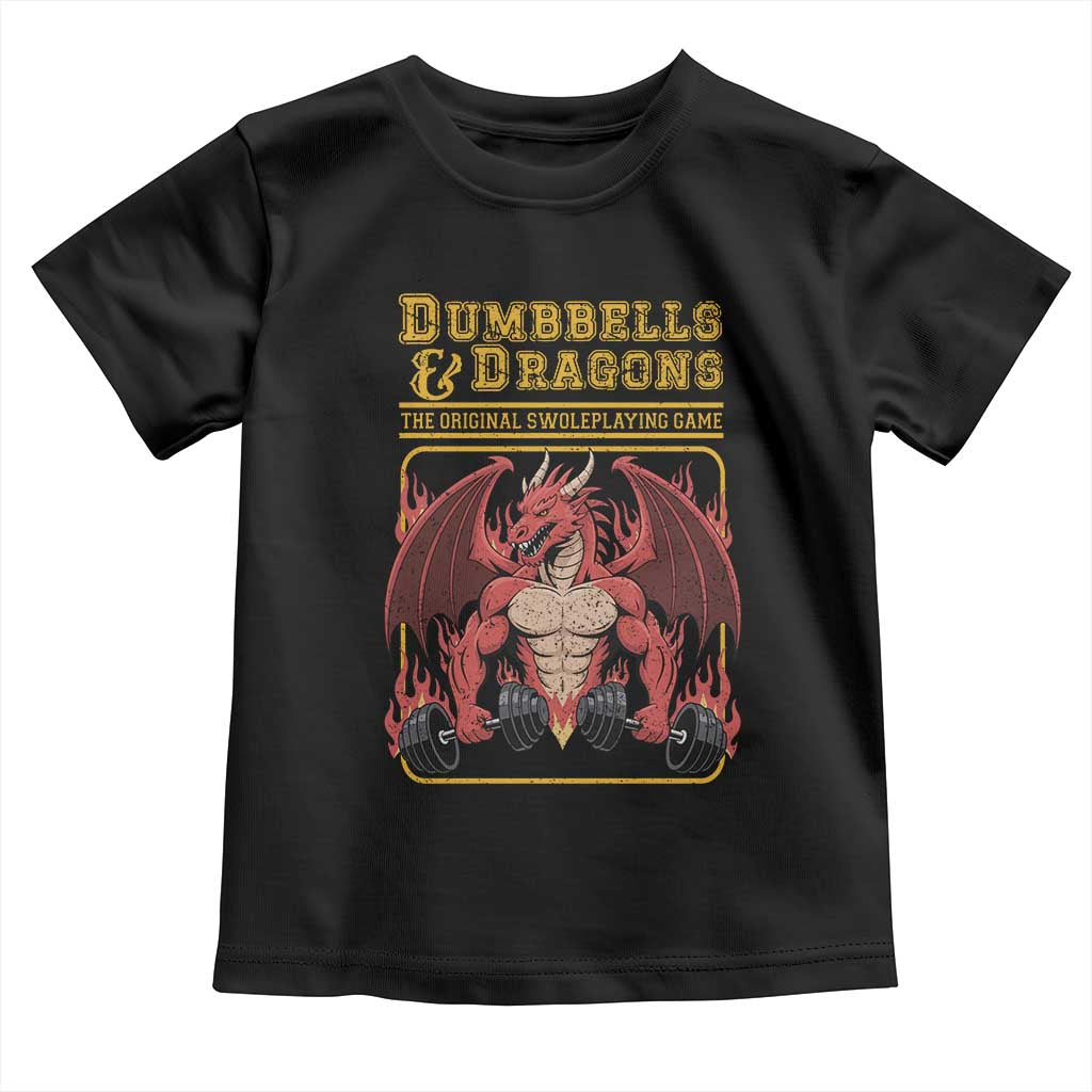Funny RPG Workout Gym Nerd Toddler T Shirt Dumbbells And Dragons The Original Swoleplaying Game TS11 Black Print Your Wear