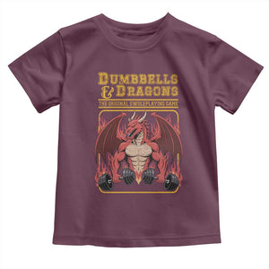 Funny RPG Workout Gym Nerd Toddler T Shirt Dumbbells And Dragons The Original Swoleplaying Game TS11 Maroon Print Your Wear