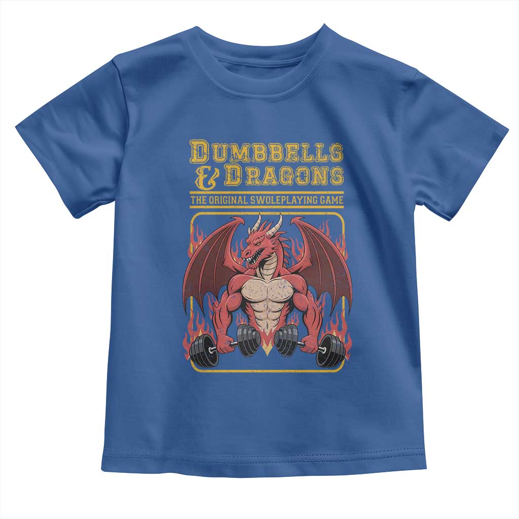 Funny RPG Workout Gym Nerd Toddler T Shirt Dumbbells And Dragons The Original Swoleplaying Game TS11 Royal Blue Print Your Wear