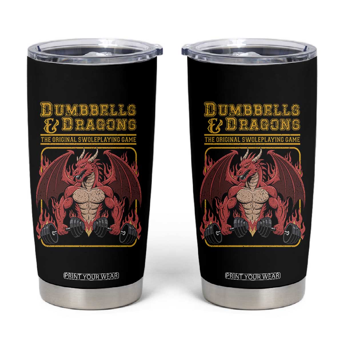 Funny RPG Workout Gym Nerd Tumbler Cup Dumbbells And Dragons The Original Swoleplaying Game TS11 Black Print Your Wear