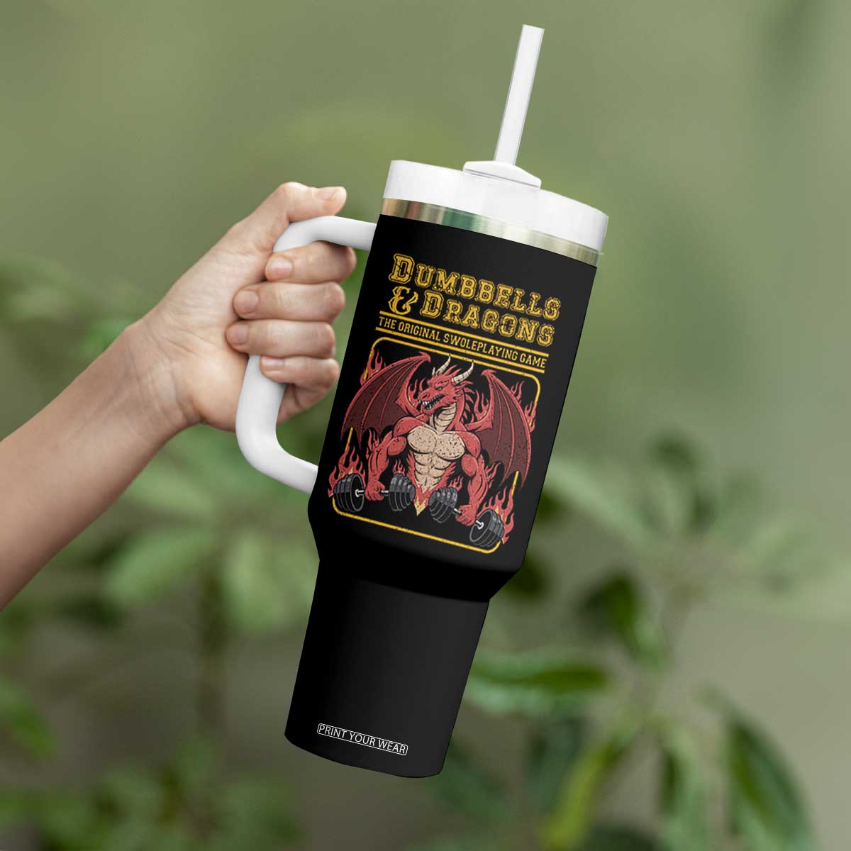 Funny RPG Workout Gym Nerd Tumbler With Handle Dumbbells And Dragons The Original Swoleplaying Game TS11 Print Your Wear