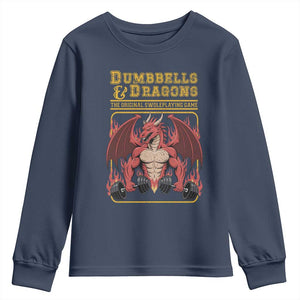 Funny RPG Workout Gym Nerd Youth Sweatshirt Dumbbells And Dragons The Original Swoleplaying Game TS11 Navy Print Your Wear