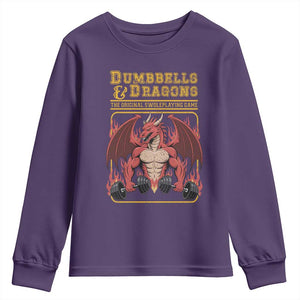 Funny RPG Workout Gym Nerd Youth Sweatshirt Dumbbells And Dragons The Original Swoleplaying Game TS11 Purple Print Your Wear