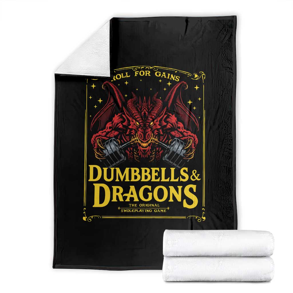 Funny RPG Weightlifting Workout Gym Throw Blanket Dumbbells And Dragons The Original Swoleplaying Game TS11 Black Print Your Wear