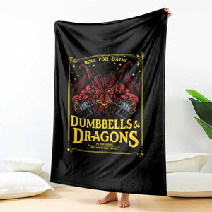 Funny RPG Weightlifting Workout Gym Throw Blanket Dumbbells And Dragons The Original Swoleplaying Game TS11 Print Your Wear