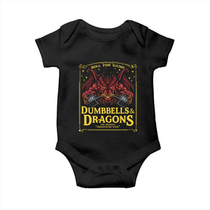 Funny RPG Weightlifting Workout Gym Baby Onesie Dumbbells And Dragons The Original Swoleplaying Game TS11 Black Print Your Wear