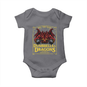 Funny RPG Weightlifting Workout Gym Baby Onesie Dumbbells And Dragons The Original Swoleplaying Game TS11 Charcoal Print Your Wear