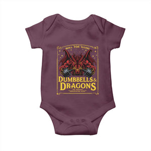 Funny RPG Weightlifting Workout Gym Baby Onesie Dumbbells And Dragons The Original Swoleplaying Game TS11 Maroon Print Your Wear