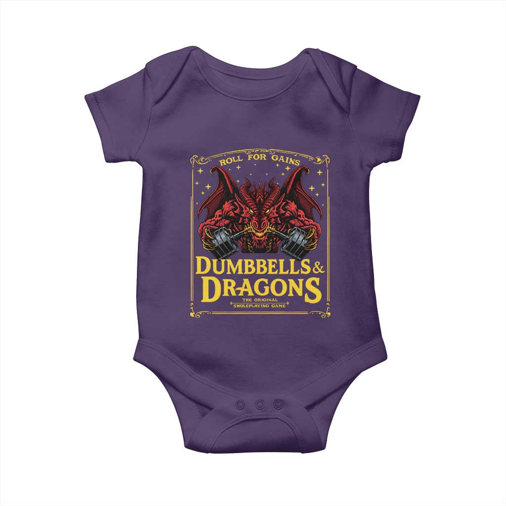 Funny RPG Weightlifting Workout Gym Baby Onesie Dumbbells And Dragons The Original Swoleplaying Game TS11 Purple Print Your Wear
