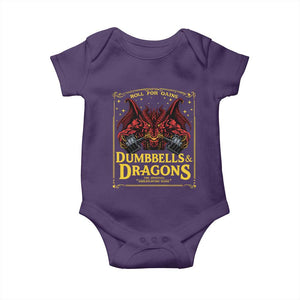 Funny RPG Weightlifting Workout Gym Baby Onesie Dumbbells And Dragons The Original Swoleplaying Game TS11 Purple Print Your Wear