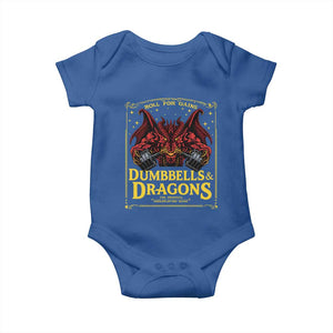 Funny RPG Weightlifting Workout Gym Baby Onesie Dumbbells And Dragons The Original Swoleplaying Game TS11 Royal Blue Print Your Wear