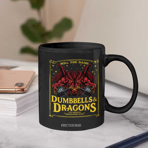 Funny RPG Weightlifting Workout Gym Coffee Mug Dumbbells And Dragons The Original Swoleplaying Game TS11 Print Your Wear