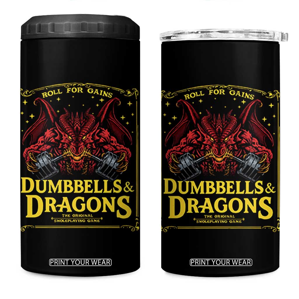 Funny RPG Weightlifting Workout Gym 4 in 1 Can Cooler Tumbler Dumbbells And Dragons The Original Swoleplaying Game TS11 One Size: 16 oz Black Print Your Wear