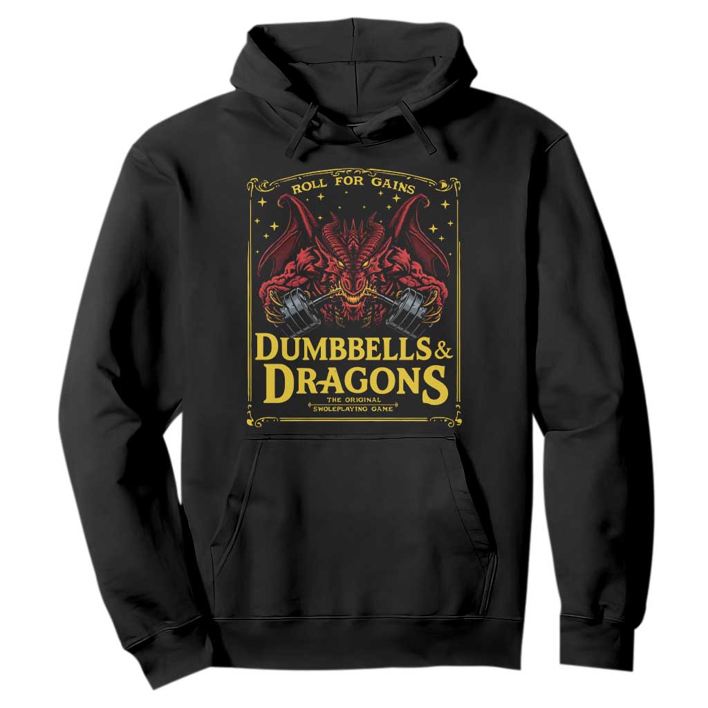 Funny RPG Weightlifting Workout Gym Hoodie Dumbbells And Dragons The Original Swoleplaying Game TS11 Black Print Your Wear