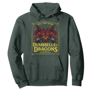 Funny RPG Weightlifting Workout Gym Hoodie Dumbbells And Dragons The Original Swoleplaying Game TS11 Dark Forest Green Print Your Wear