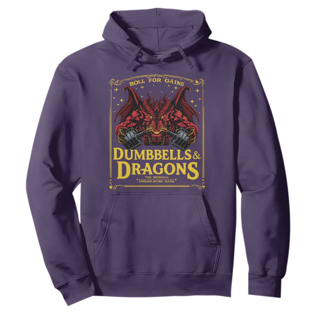 Funny RPG Weightlifting Workout Gym Hoodie Dumbbells And Dragons The Original Swoleplaying Game TS11 Purple Print Your Wear