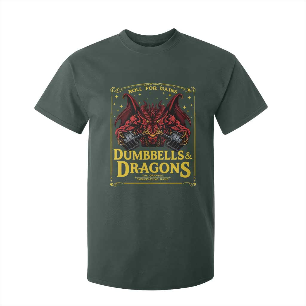 Funny RPG Weightlifting Workout Gym T Shirt For Kid Dumbbells And Dragons The Original Swoleplaying Game TS11 Dark Forest Green Print Your Wear