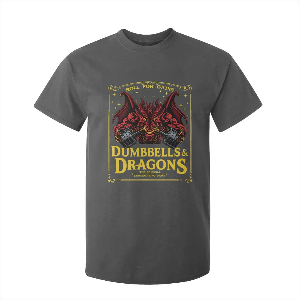Funny RPG Weightlifting Workout Gym T Shirt For Kid Dumbbells And Dragons The Original Swoleplaying Game TS11 Dark Heather Print Your Wear