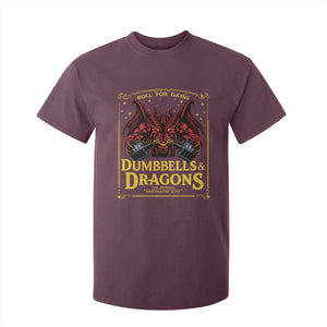Funny RPG Weightlifting Workout Gym T Shirt For Kid Dumbbells And Dragons The Original Swoleplaying Game TS11 Maroon Print Your Wear