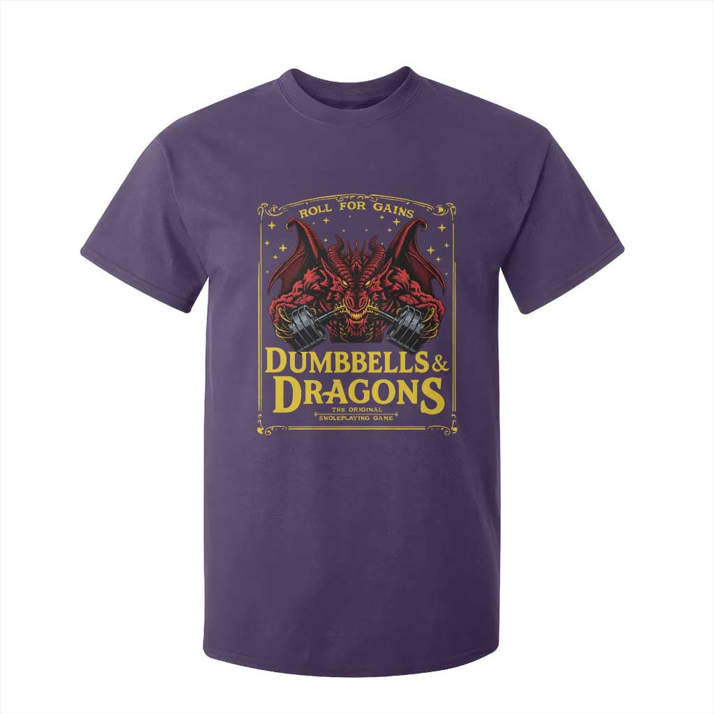 Funny RPG Weightlifting Workout Gym T Shirt For Kid Dumbbells And Dragons The Original Swoleplaying Game TS11 Purple Print Your Wear