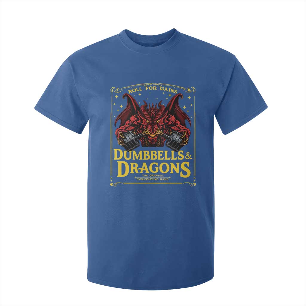 Funny RPG Weightlifting Workout Gym T Shirt For Kid Dumbbells And Dragons The Original Swoleplaying Game TS11 Royal Blue Print Your Wear