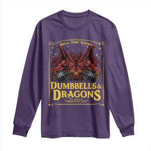 Funny RPG Weightlifting Workout Gym Long Sleeve Shirt Dumbbells And Dragons The Original Swoleplaying Game TS11 Purple Print Your Wear