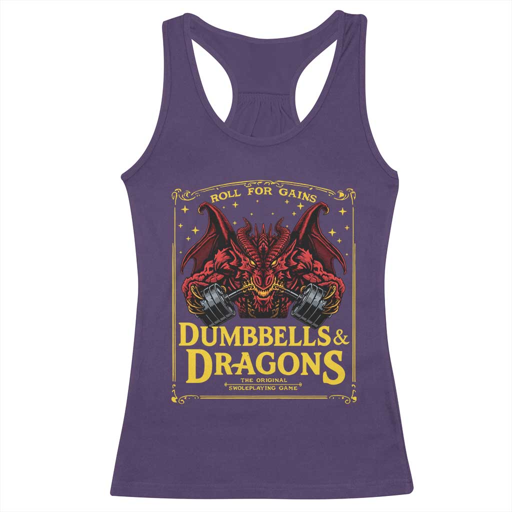 Funny RPG Weightlifting Workout Gym Racerback Tank Top Dumbbells And Dragons The Original Swoleplaying Game TS11 Purple Print Your Wear