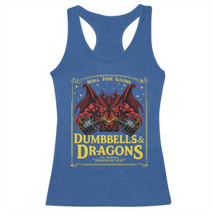 Funny RPG Weightlifting Workout Gym Racerback Tank Top Dumbbells And Dragons The Original Swoleplaying Game TS11 Royal Blue Print Your Wear